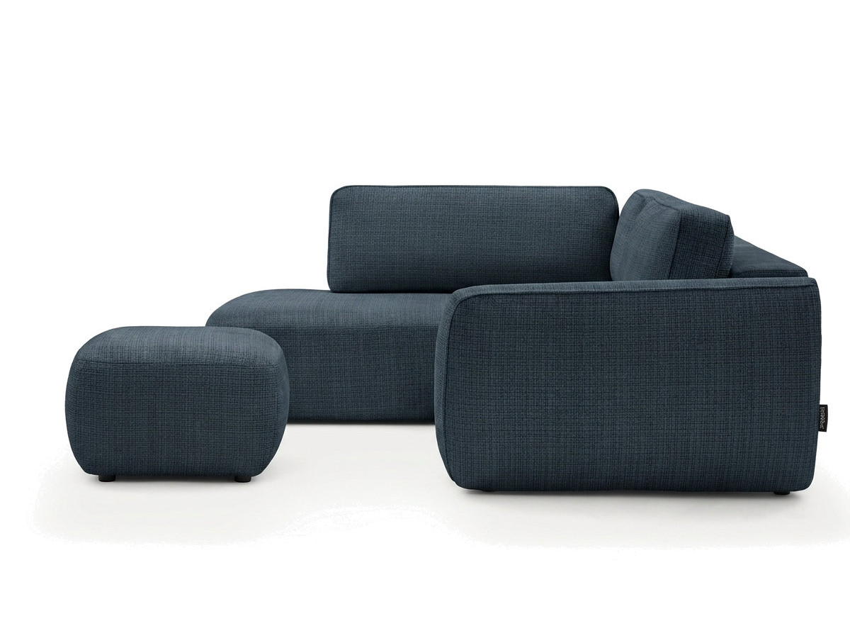 Sofa Moduł narożny L rozkładany z pojemnikiem DENISE tkanina strukturalna z pufą