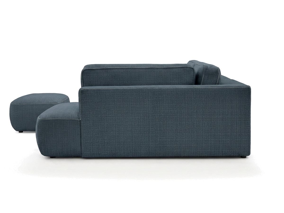Sofa Moduł narożny L rozkładany z pojemnikiem DENISE tkanina strukturalna z pufą