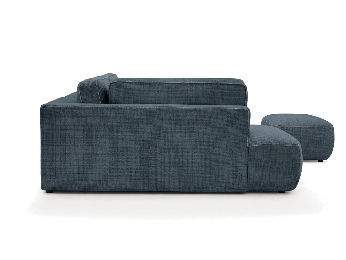 Sofa Moduł narożny L rozkładany z pojemnikiem DENISE tkanina strukturalna z pufą
