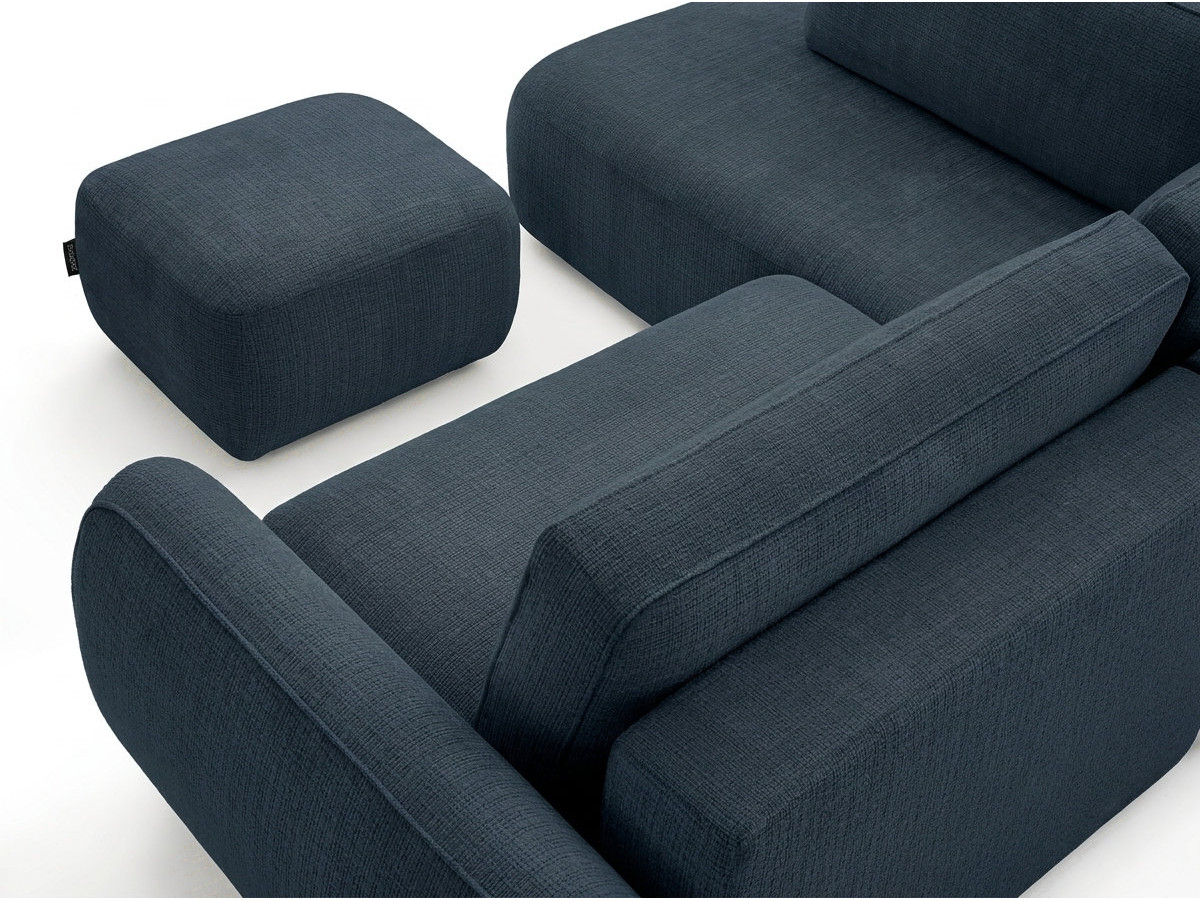Sofa Moduł narożny L rozkładany z pojemnikiem DENISE tkanina strukturalna z pufą