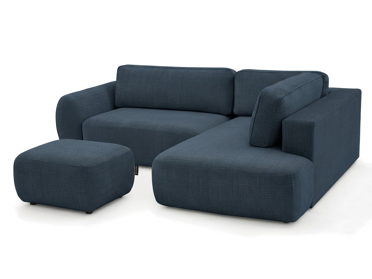 Sofa Moduł narożny L rozkładany z pojemnikiem DENISE tkanina strukturalna z pufą