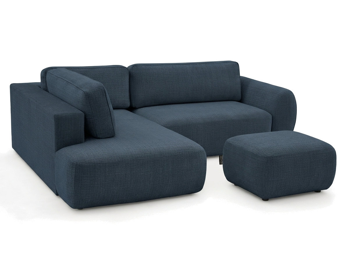 Sofa Moduł narożny L rozkładany z pojemnikiem DENISE tkanina strukturalna z pufą