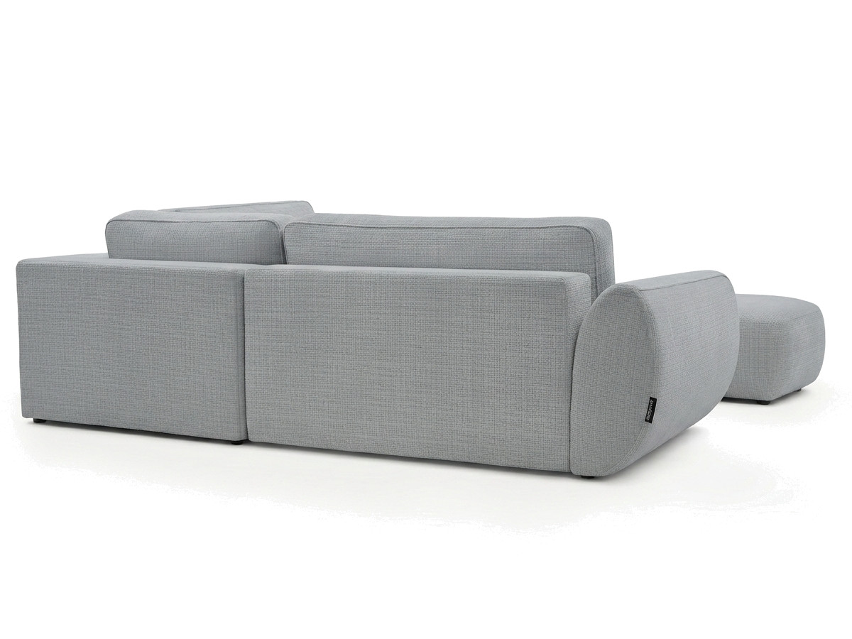 Sofa Moduł narożny L rozkładany z pojemnikiem DENISE tkanina strukturalna z pufą