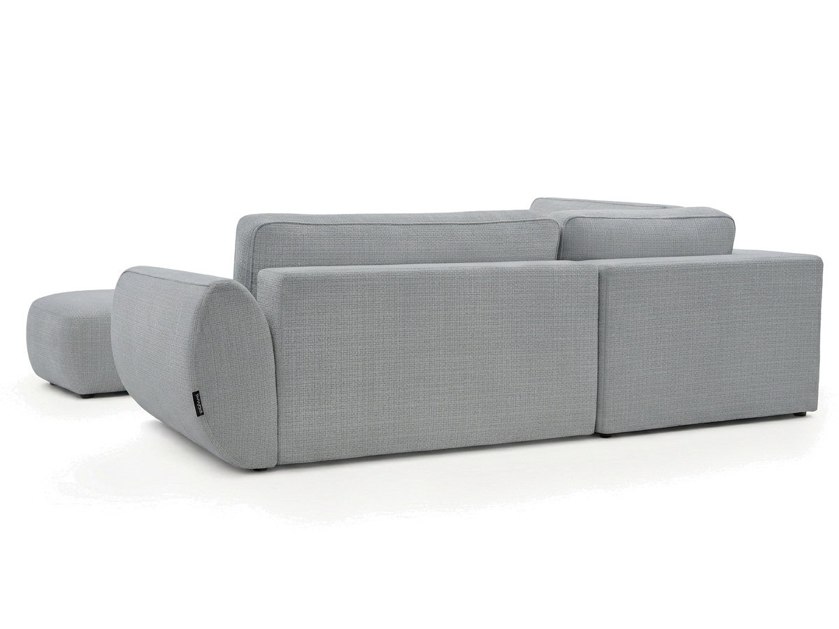 Sofa Moduł narożny L rozkładany z pojemnikiem DENISE tkanina strukturalna z pufą