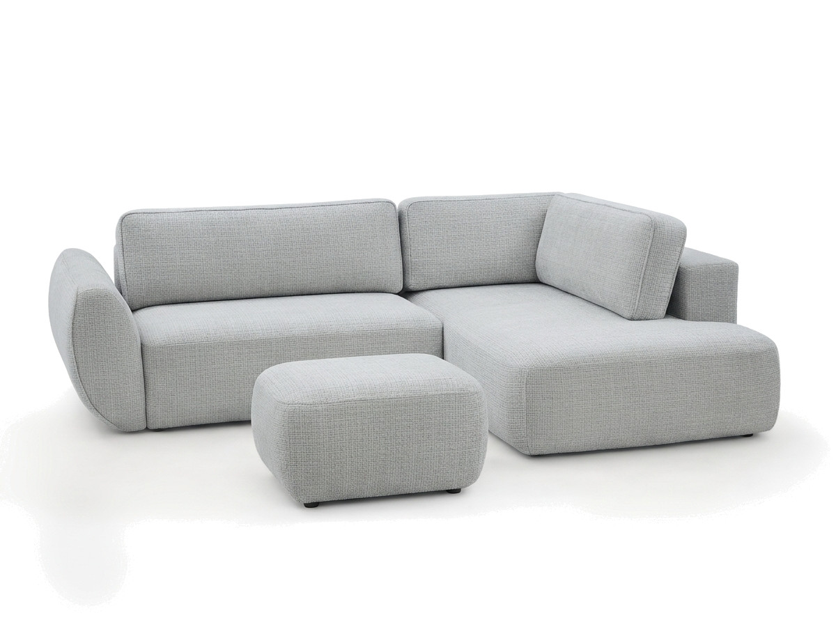 Sofa Moduł narożny L rozkładany z pojemnikiem DENISE tkanina strukturalna z pufą