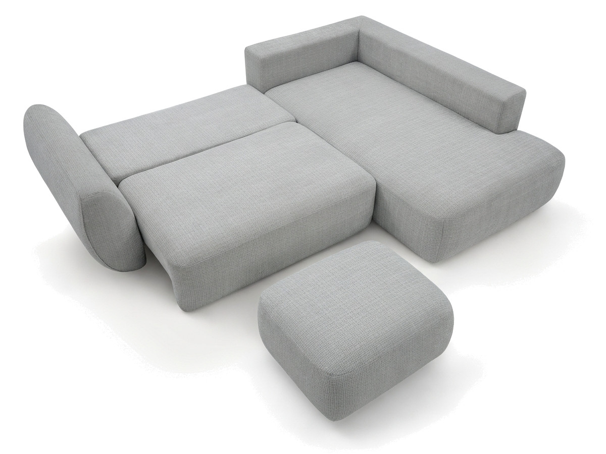 Sofa Moduł narożny L rozkładany z pojemnikiem DENISE tkanina strukturalna z pufą
