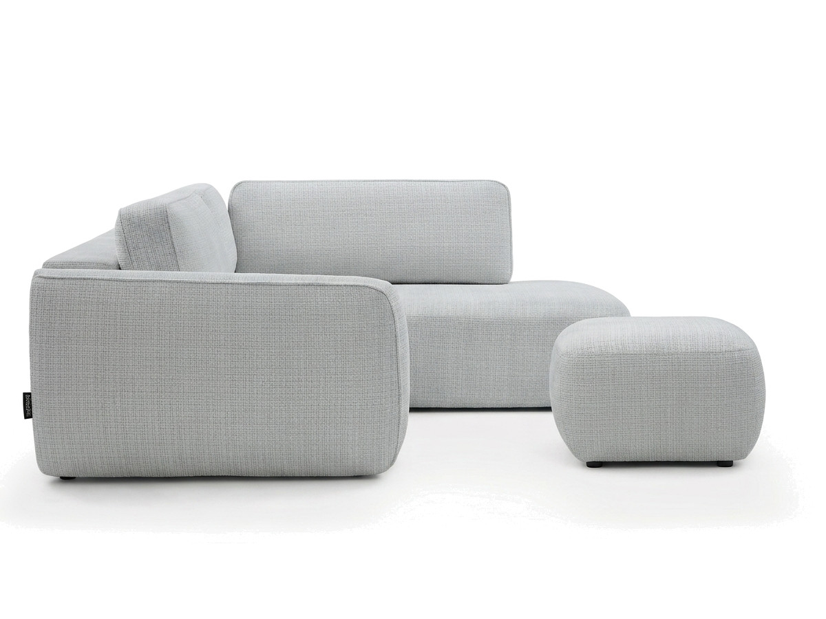 Sofa Moduł narożny L rozkładany z pojemnikiem DENISE tkanina strukturalna z pufą