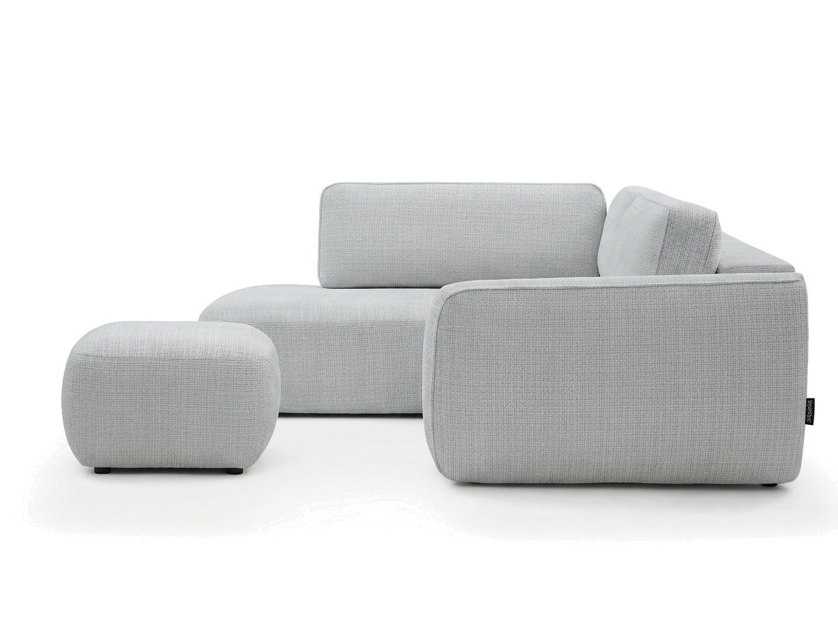 Sofa Moduł narożny L rozkładany z pojemnikiem DENISE tkanina strukturalna z pufą