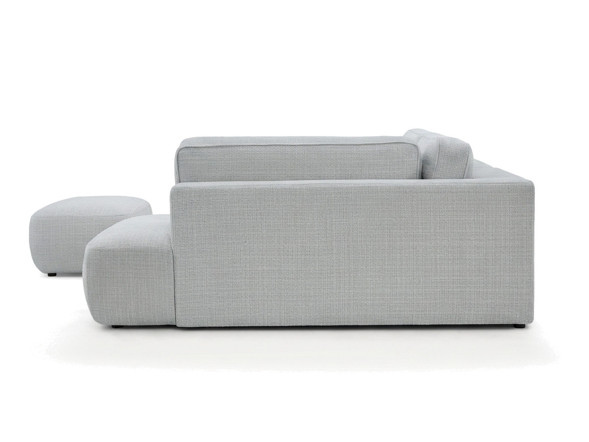 Sofa Moduł narożny L rozkładany z pojemnikiem DENISE tkanina strukturalna z pufą