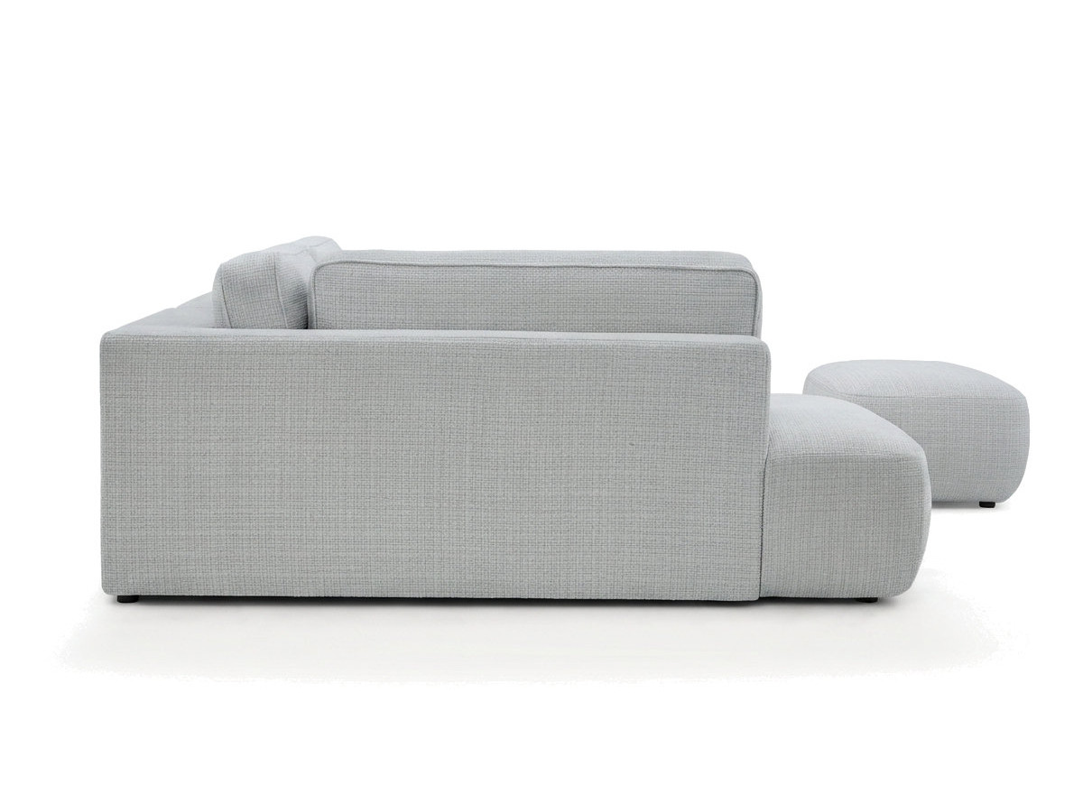 Sofa Moduł narożny L rozkładany z pojemnikiem DENISE tkanina strukturalna z pufą