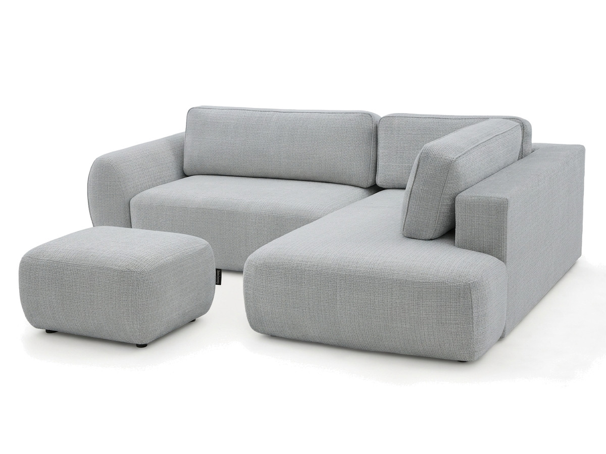 Sofa Moduł narożny L rozkładany z pojemnikiem DENISE tkanina strukturalna z pufą