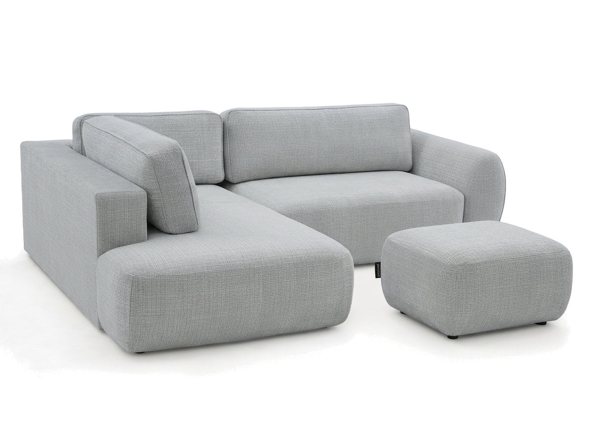 Sofa Moduł narożny L rozkładany z pojemnikiem DENISE tkanina strukturalna z pufą