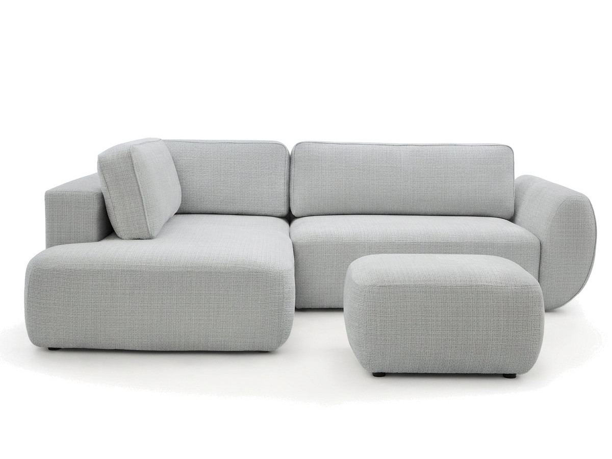 Canapé angle L DENISE tissu texturé avec pouf