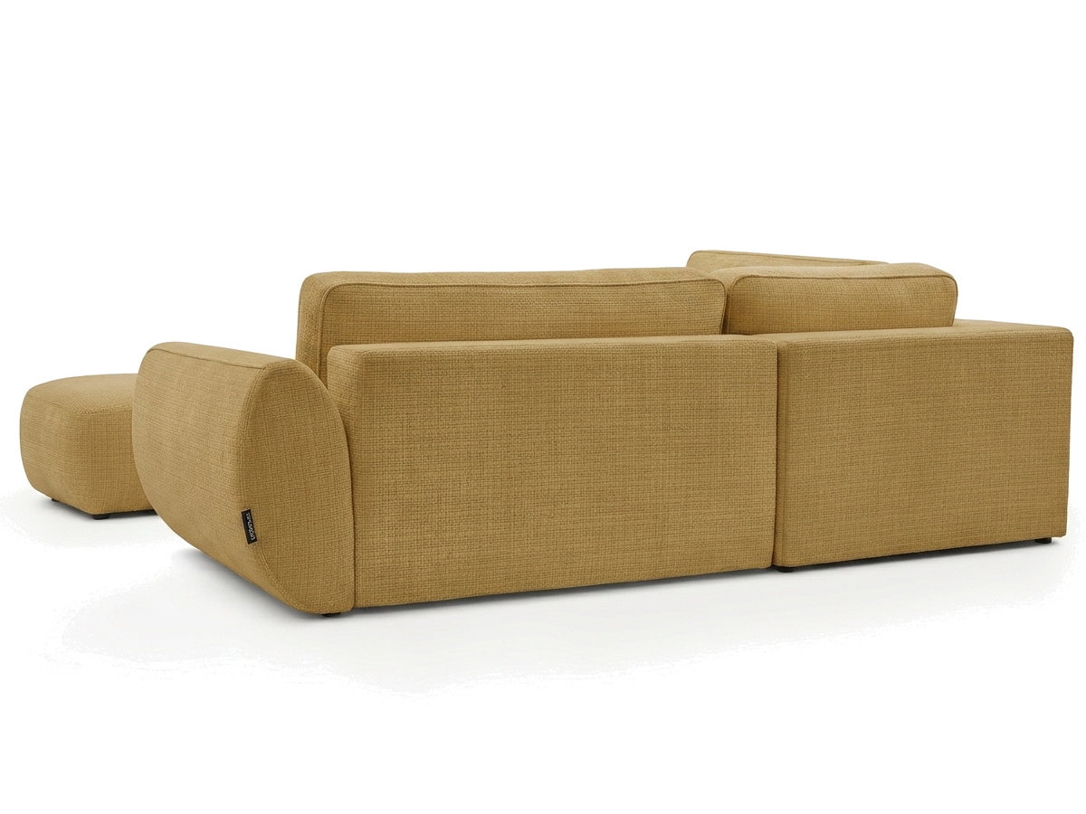 Sofa Moduł narożny L rozkładany z pojemnikiem DENISE tkanina strukturalna z pufą