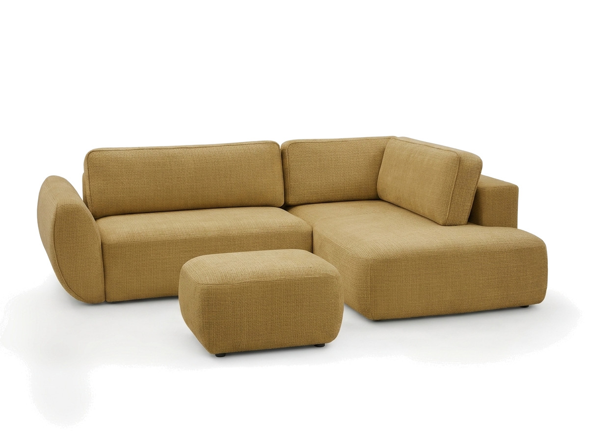 Sofa Moduł narożny L rozkładany z pojemnikiem DENISE tkanina strukturalna z pufą