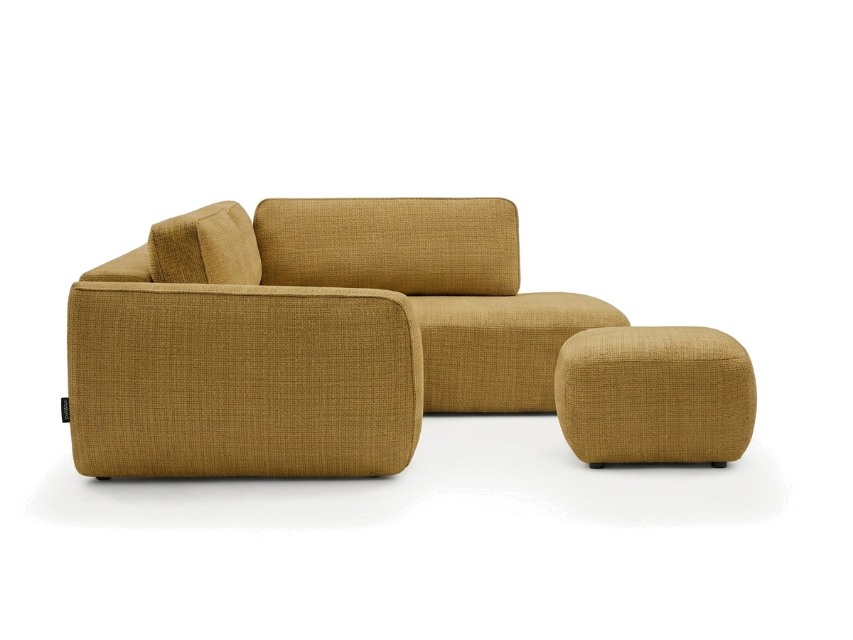 Sofa Moduł narożny L rozkładany z pojemnikiem DENISE tkanina strukturalna z pufą