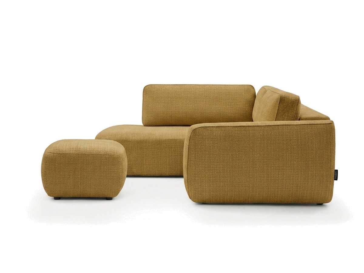 Sofa Moduł narożny L rozkładany z pojemnikiem DENISE tkanina strukturalna z pufą
