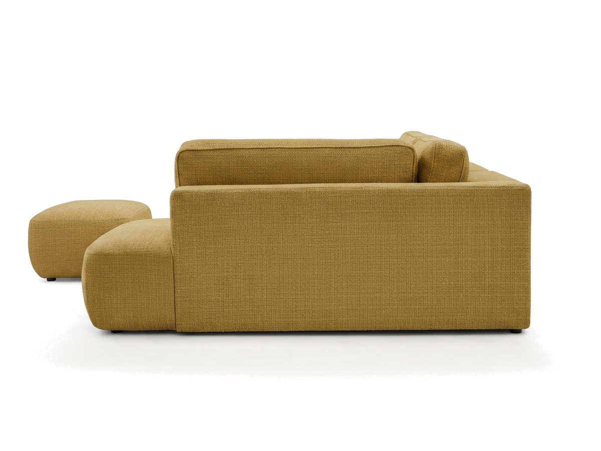 Sofa Moduł narożny L rozkładany z pojemnikiem DENISE tkanina strukturalna z pufą
