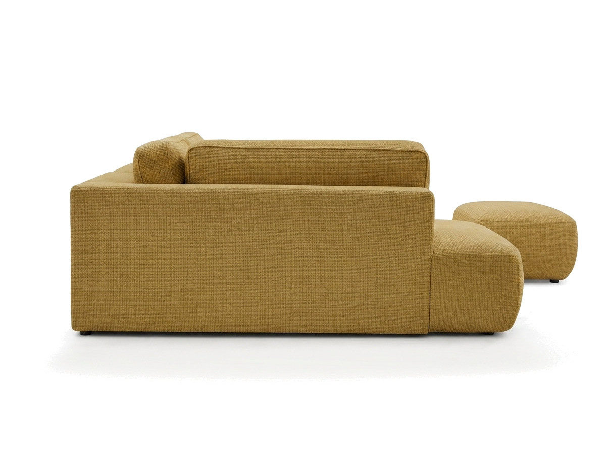 Sofa Moduł narożny L rozkładany z pojemnikiem DENISE tkanina strukturalna z pufą
