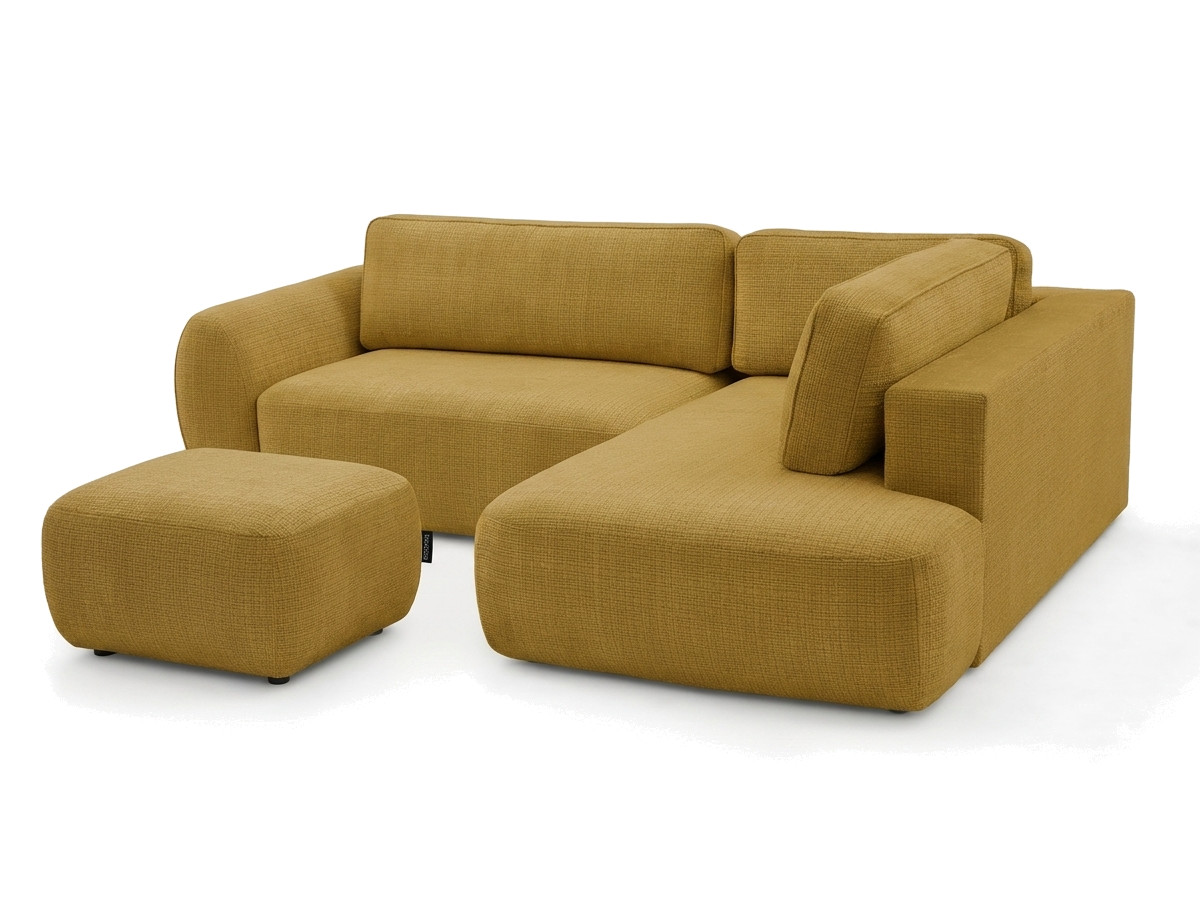 Sofa Moduł narożny L rozkładany z pojemnikiem DENISE tkanina strukturalna z pufą