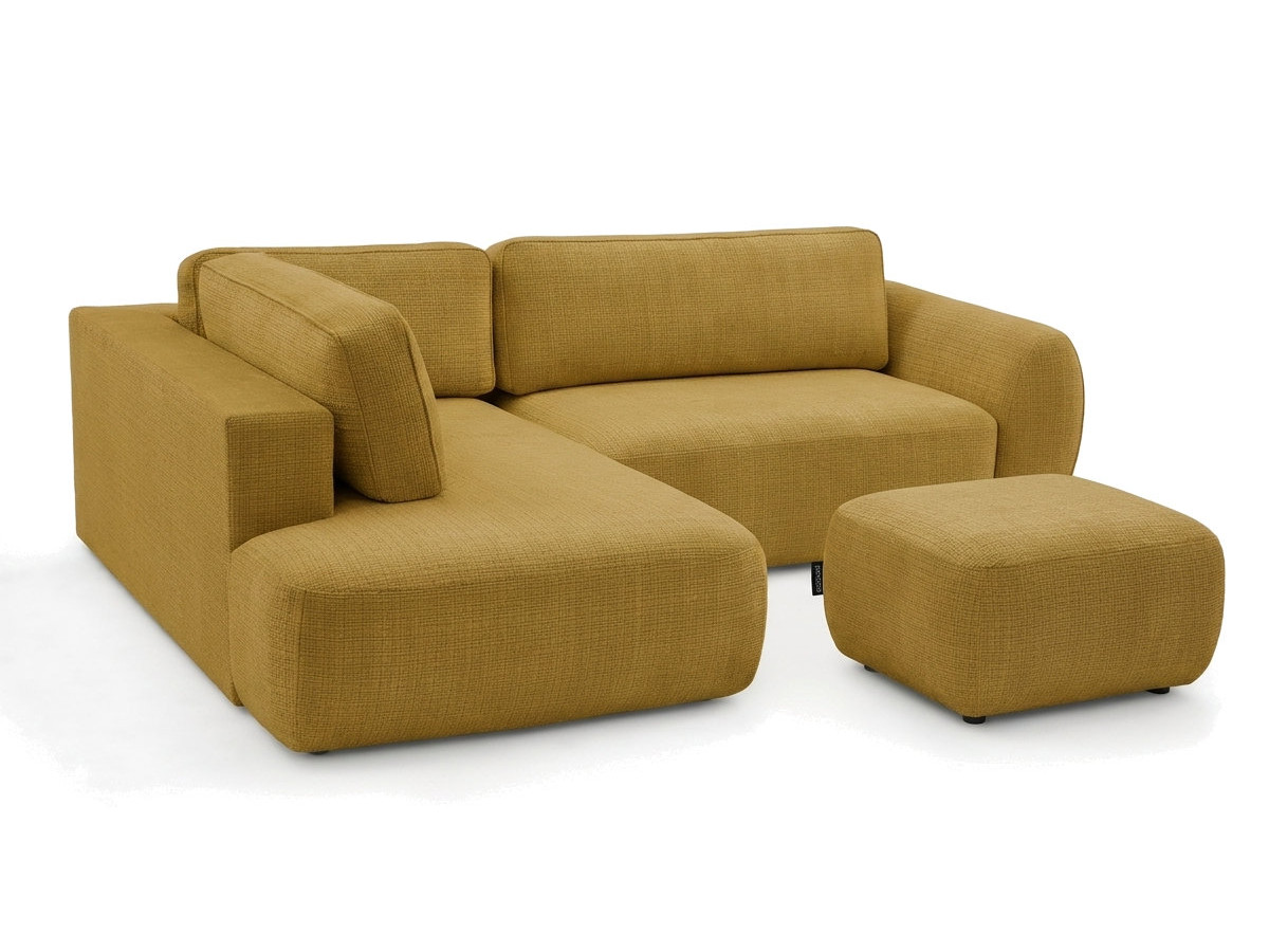 Sofa Moduł narożny L rozkładany z pojemnikiem DENISE tkanina strukturalna z pufą
