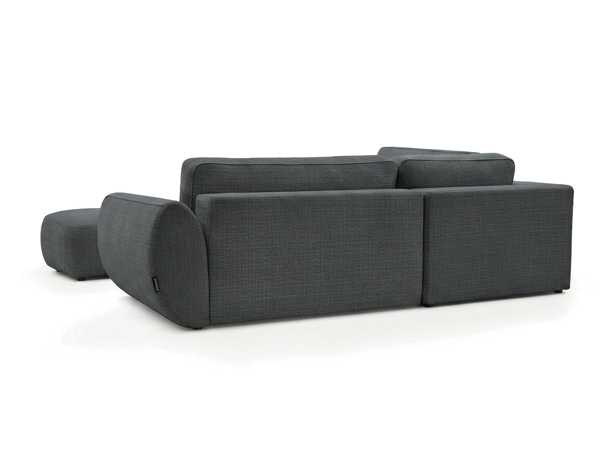 Sofa Moduł narożny L rozkładany z pojemnikiem DENISE tkanina strukturalna z pufą
