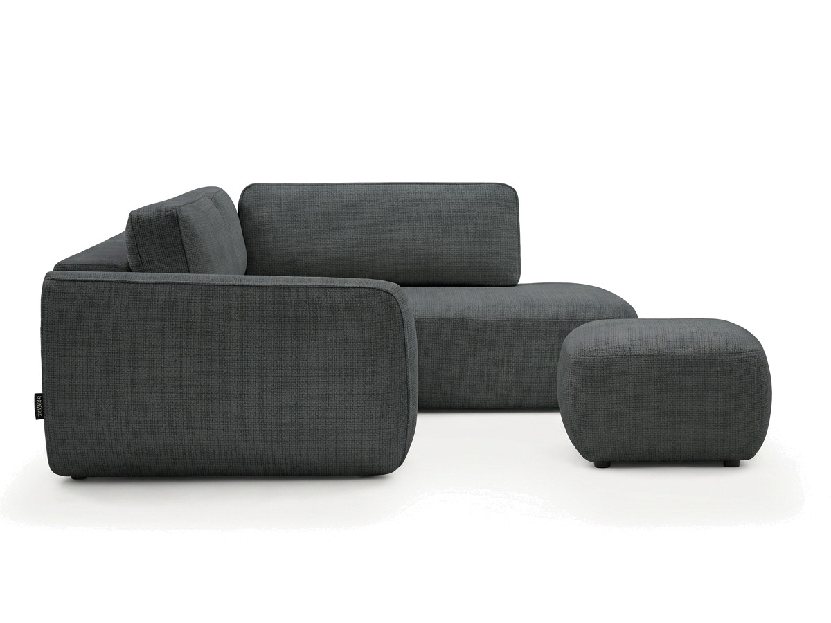 Sofa Moduł narożny L rozkładany z pojemnikiem DENISE tkanina strukturalna z pufą