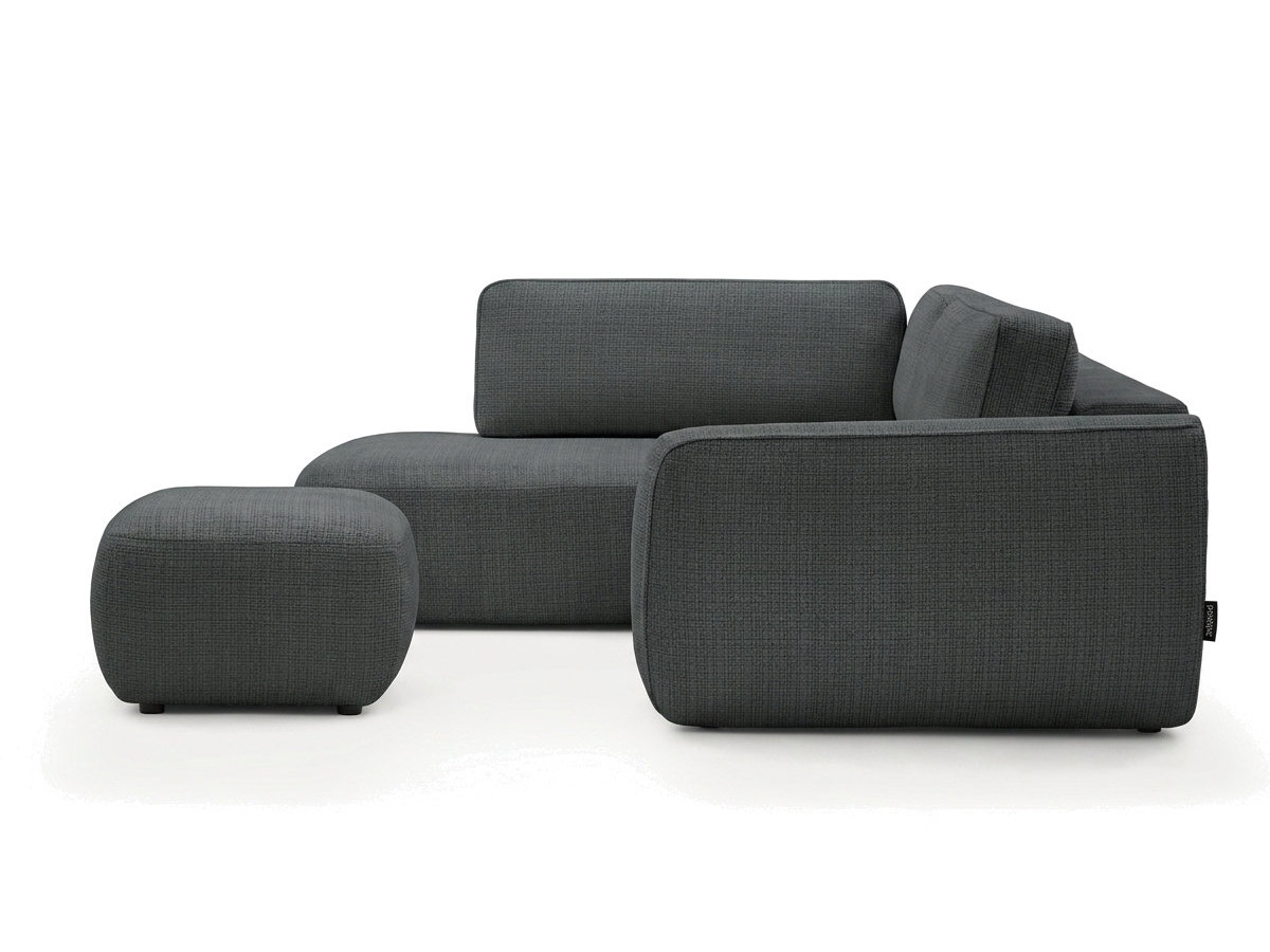 Sofa Moduł narożny L rozkładany z pojemnikiem DENISE tkanina strukturalna z pufą