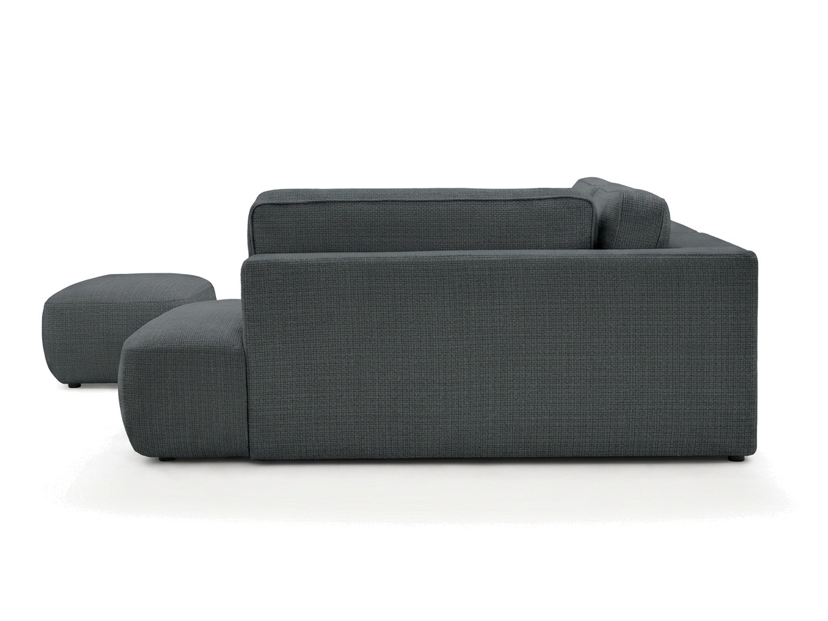 Sofa Moduł narożny L rozkładany z pojemnikiem DENISE tkanina strukturalna z pufą