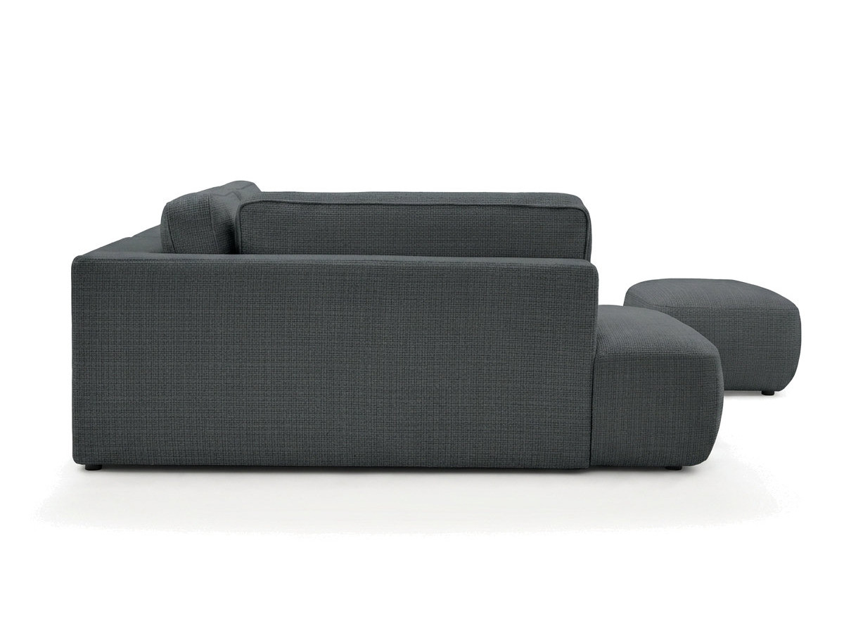 Sofa Moduł narożny L rozkładany z pojemnikiem DENISE tkanina strukturalna z pufą