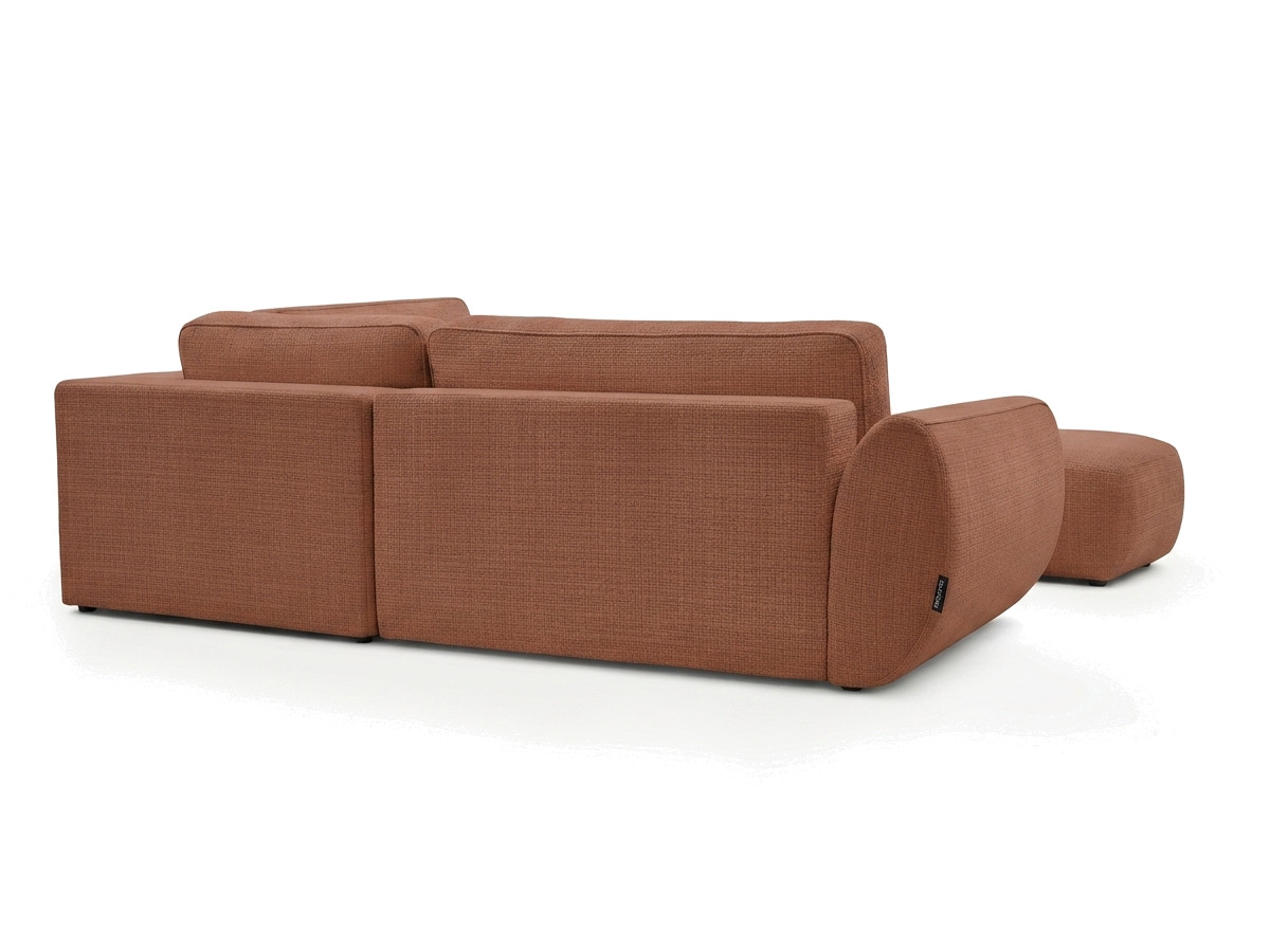 Sofa Moduł narożny L rozkładany z pojemnikiem DENISE tkanina strukturalna z pufą