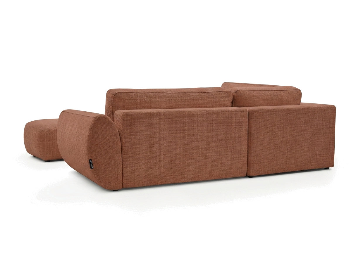 Sofa Moduł narożny L rozkładany z pojemnikiem DENISE tkanina strukturalna z pufą