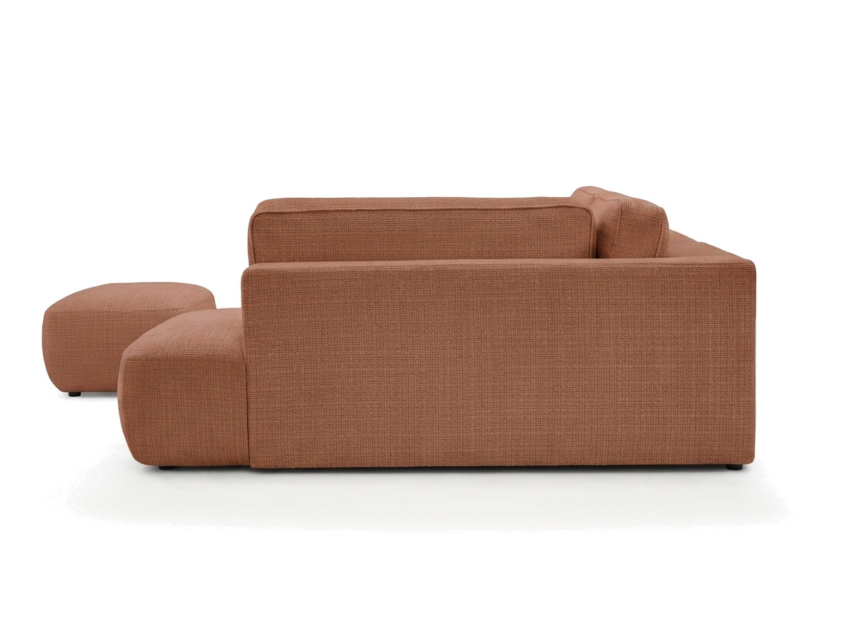 Sofa Moduł narożny L rozkładany z pojemnikiem DENISE tkanina strukturalna z pufą