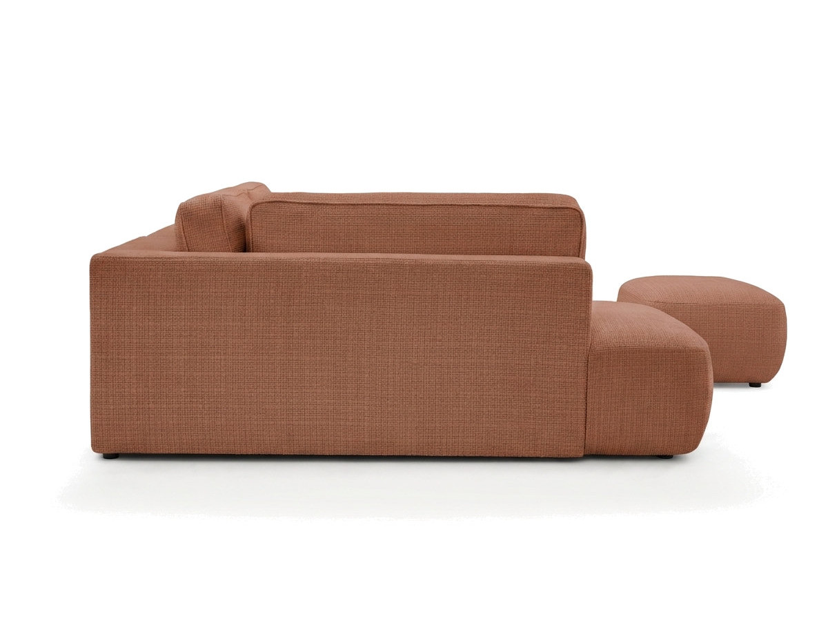 Sofa Moduł narożny L rozkładany z pojemnikiem DENISE tkanina strukturalna z pufą