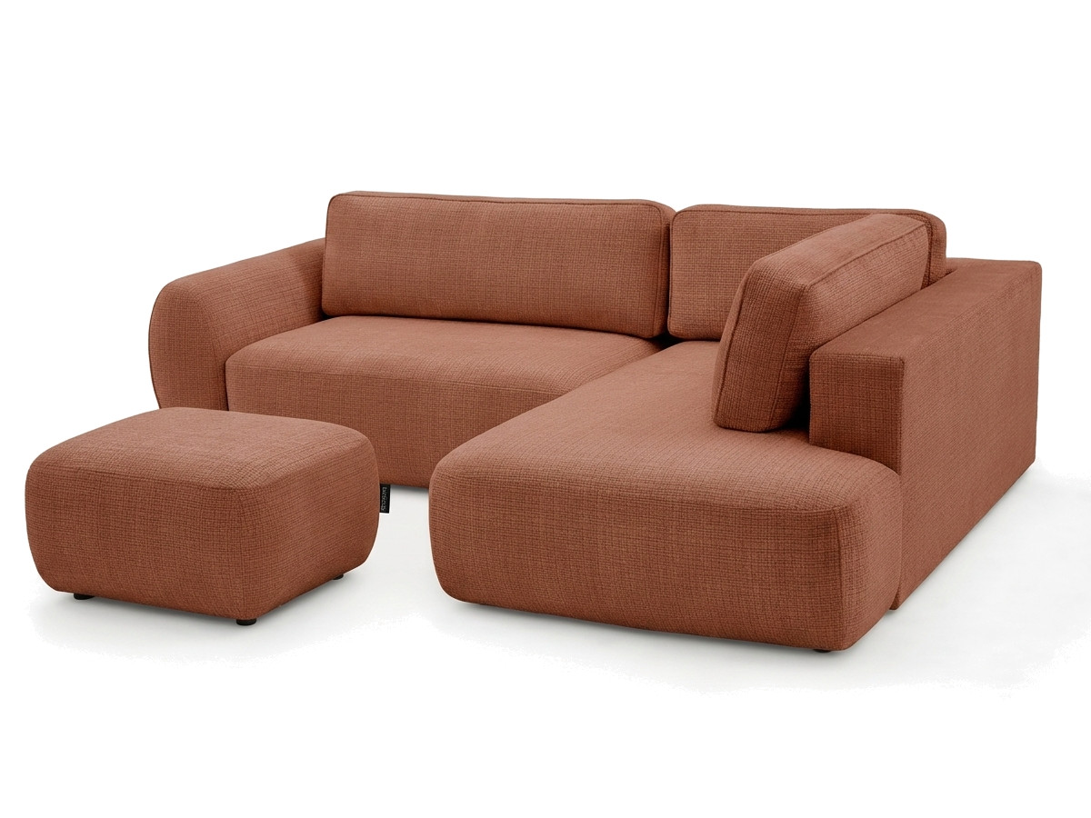 Sofa Moduł narożny L rozkładany z pojemnikiem DENISE tkanina strukturalna z pufą