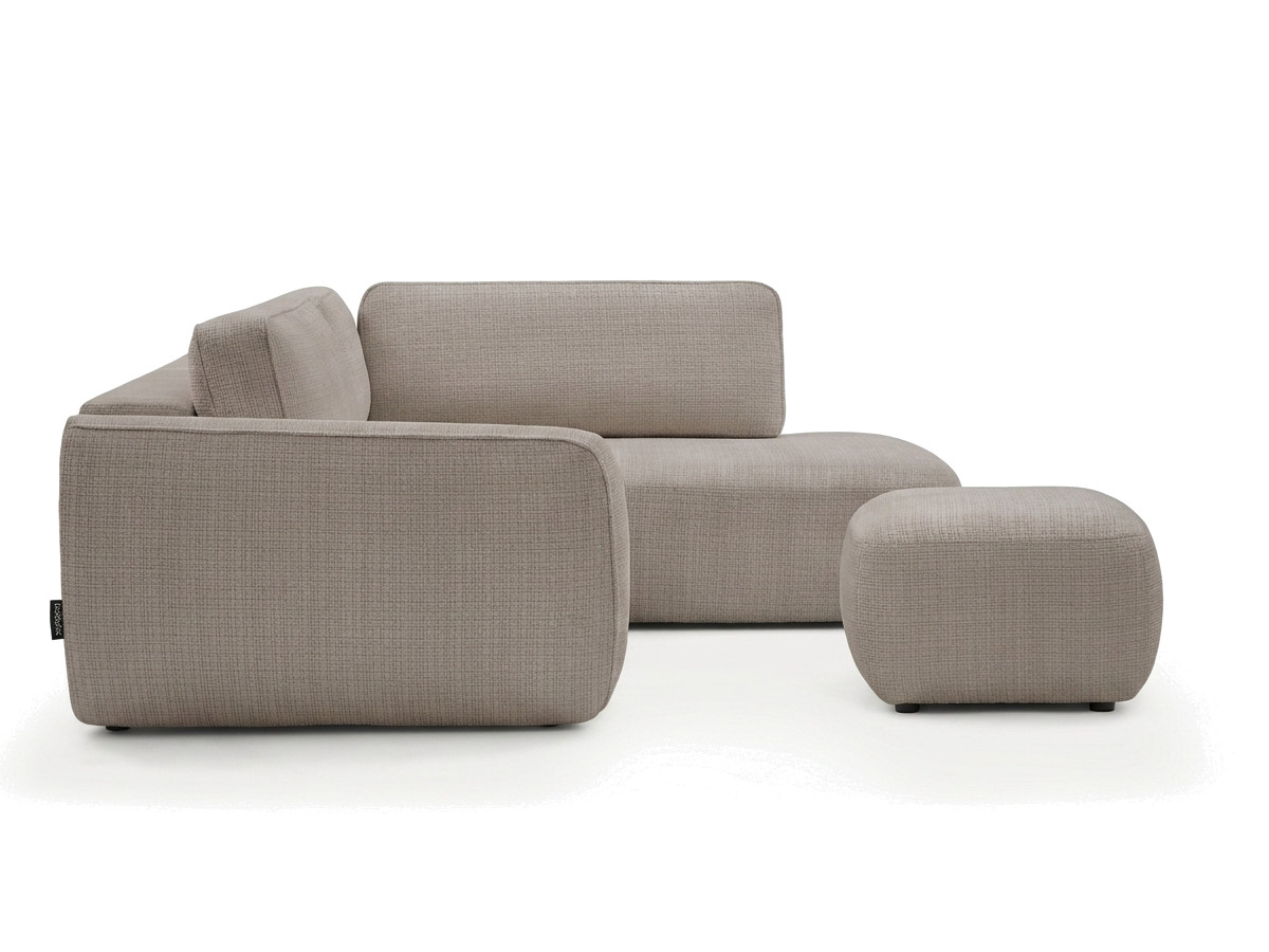 Sofa Moduł narożny L rozkładany z pojemnikiem DENISE tkanina strukturalna z pufą