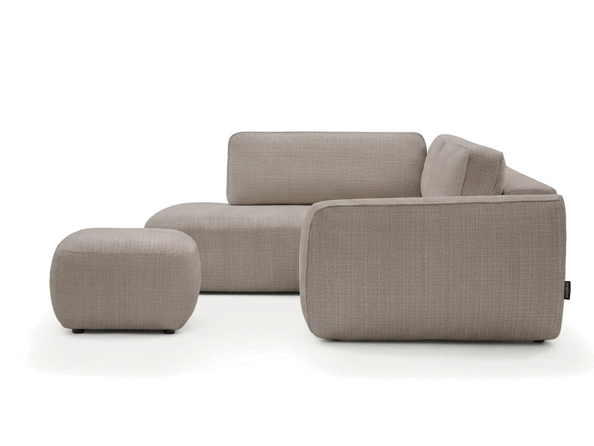 Sofa Moduł narożny L rozkładany z pojemnikiem DENISE tkanina strukturalna z pufą