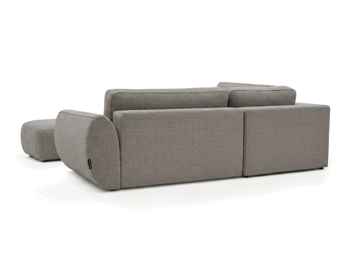 Sofa Moduł narożny L rozkładany z pojemnikiem DENISE tkanina strukturalna z pufą