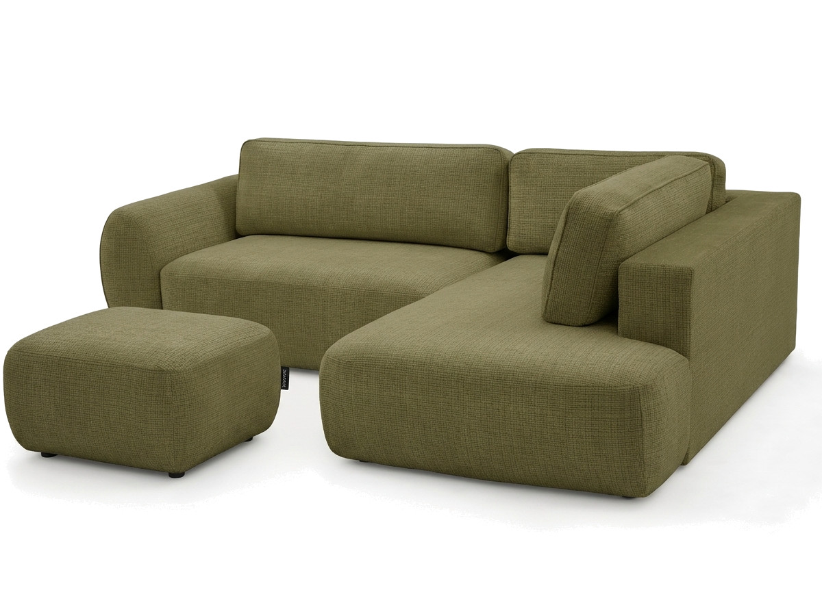 Sofa Moduł narożny L rozkładany z pojemnikiem DENISE tkanina strukturalna z pufą