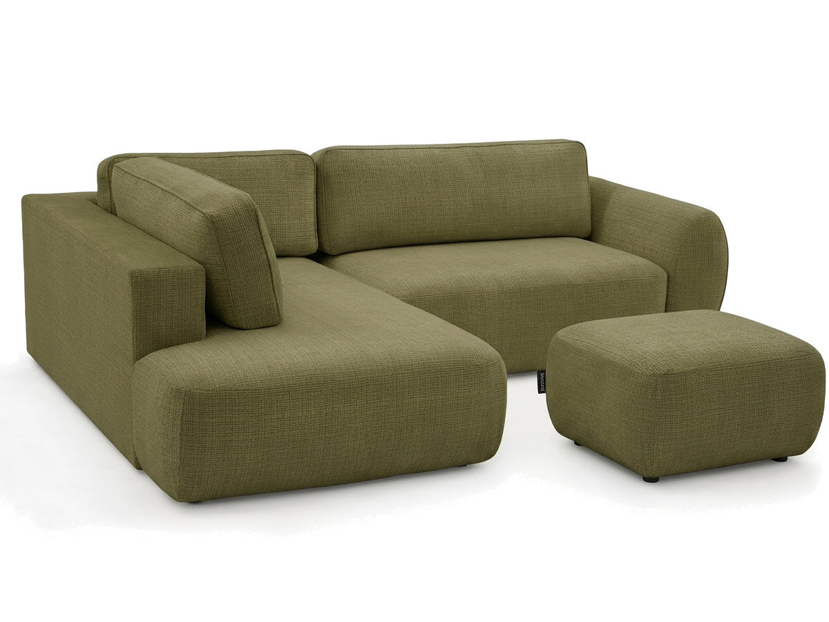 Sofa Moduł narożny L rozkładany z pojemnikiem DENISE tkanina strukturalna z pufą