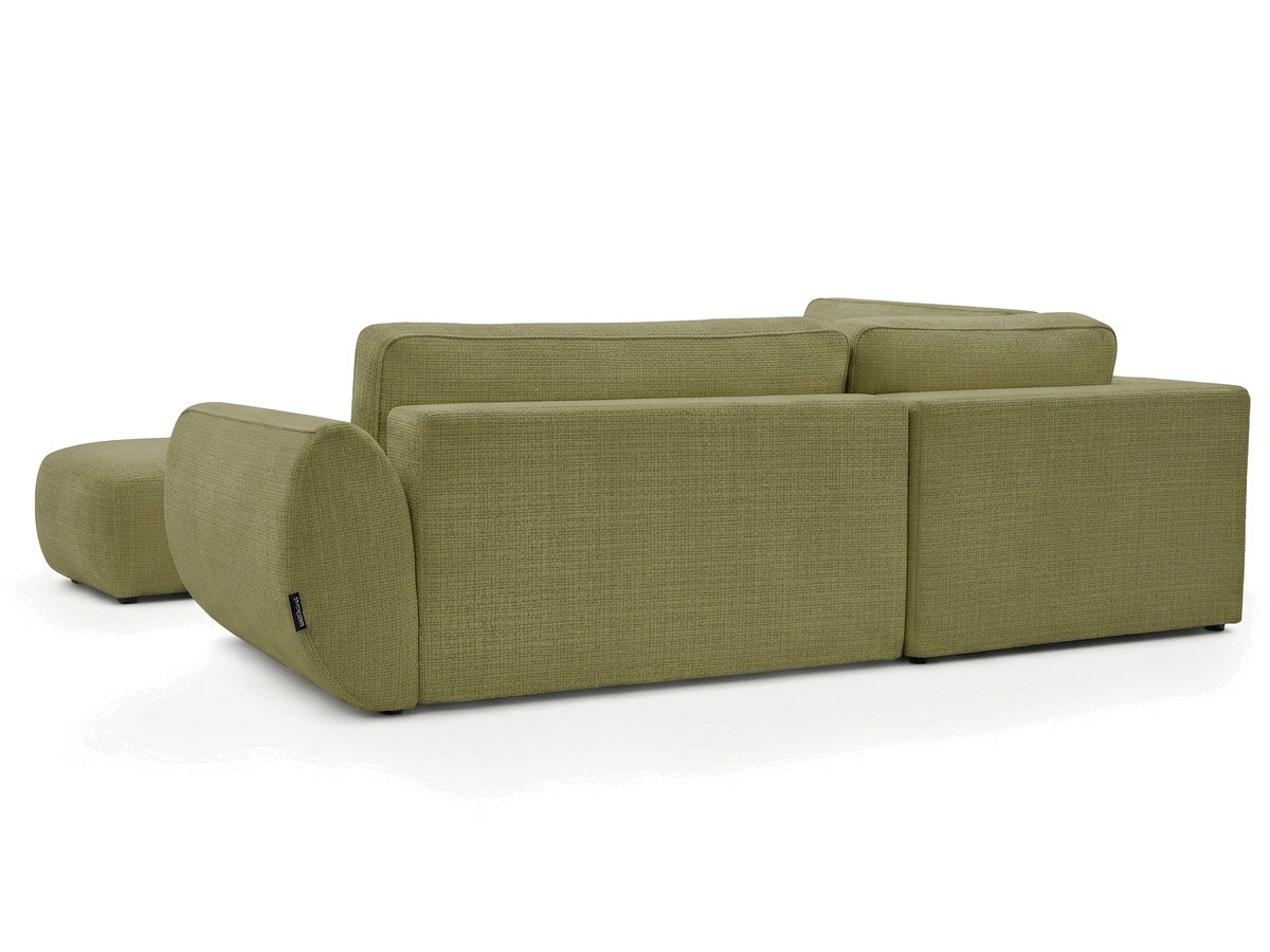 Sofa Moduł narożny L rozkładany z pojemnikiem DENISE tkanina strukturalna z pufą