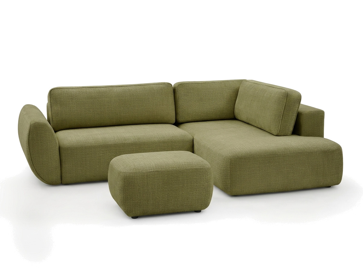 Sofa Moduł narożny L rozkładany z pojemnikiem DENISE tkanina strukturalna z pufą