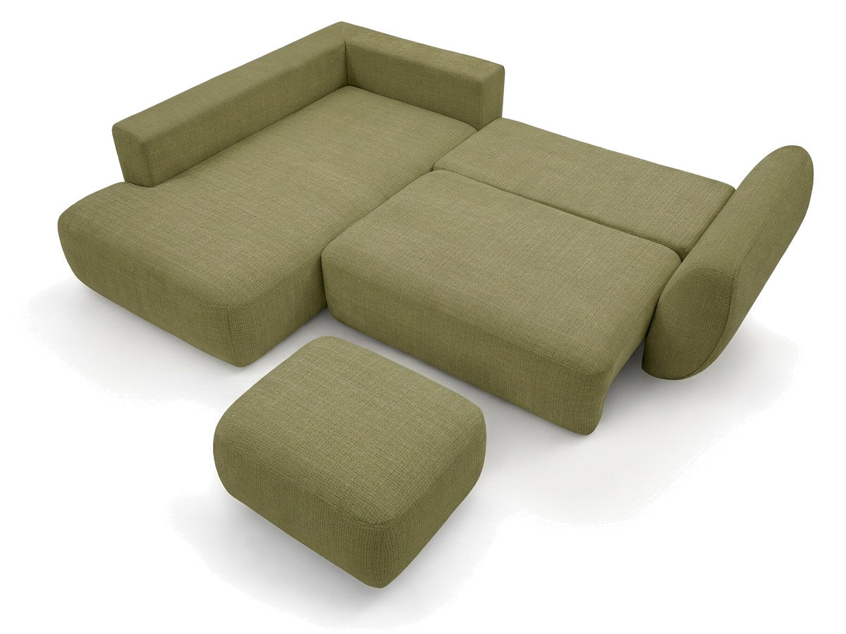 Sofa Moduł narożny L rozkładany z pojemnikiem DENISE tkanina strukturalna z pufą