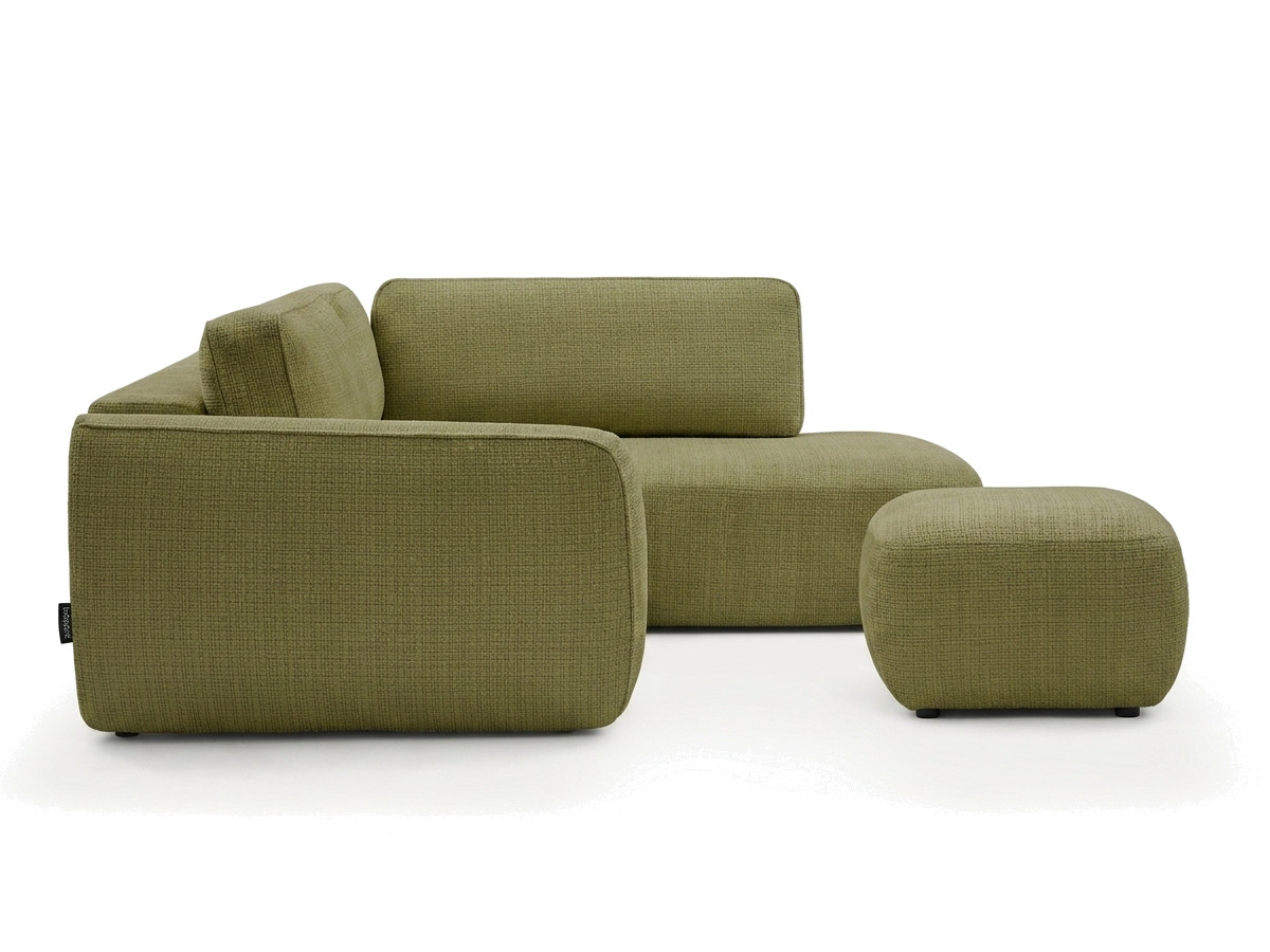 Sofa Moduł narożny L rozkładany z pojemnikiem DENISE tkanina strukturalna z pufą
