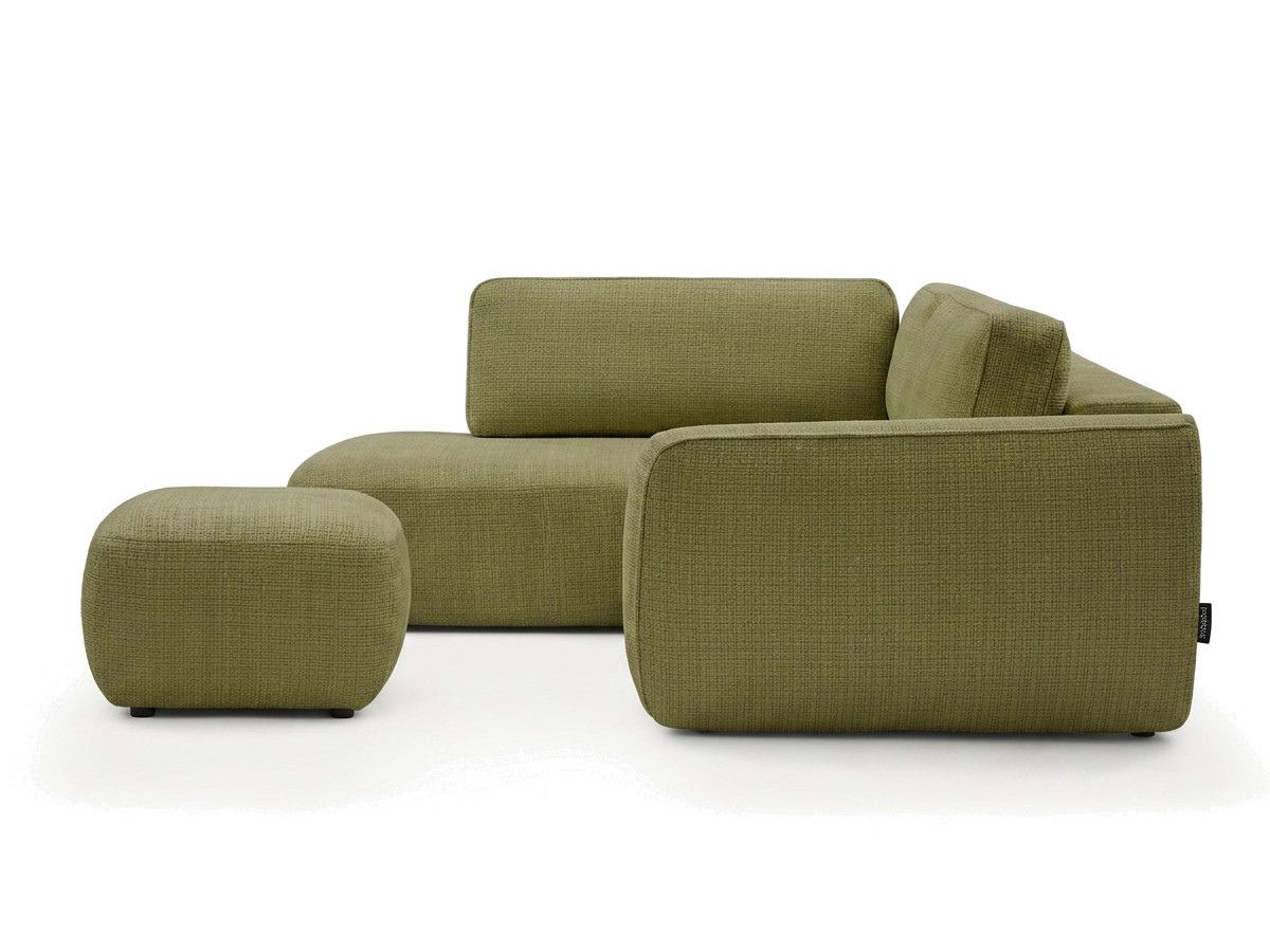 Sofa Moduł narożny L rozkładany z pojemnikiem DENISE tkanina strukturalna z pufą