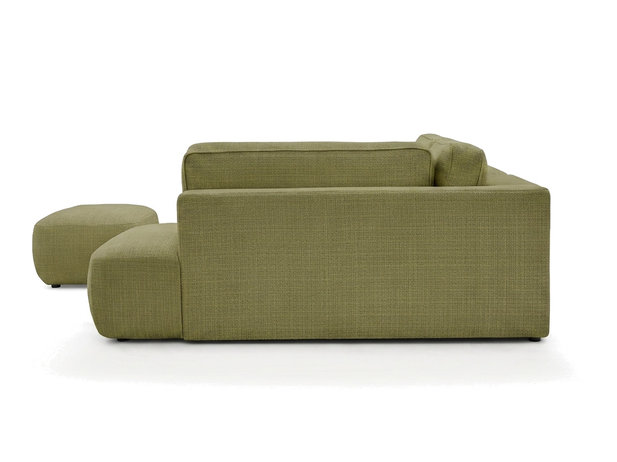 Sofa Moduł narożny L rozkładany z pojemnikiem DENISE tkanina strukturalna z pufą