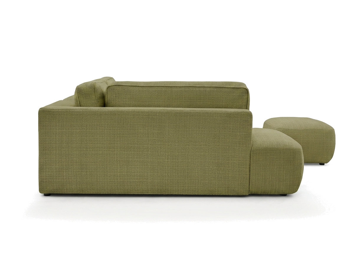 Sofa Moduł narożny L rozkładany z pojemnikiem DENISE tkanina strukturalna z pufą