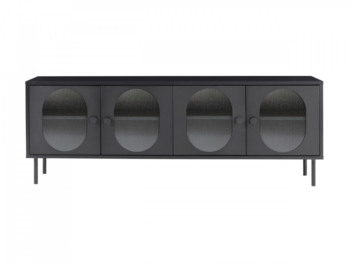 Meuble TV 4 portes verre fumé SOHAN — vue 3