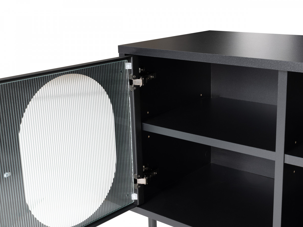 Meuble TV 4 portes verre fumé SOHAN