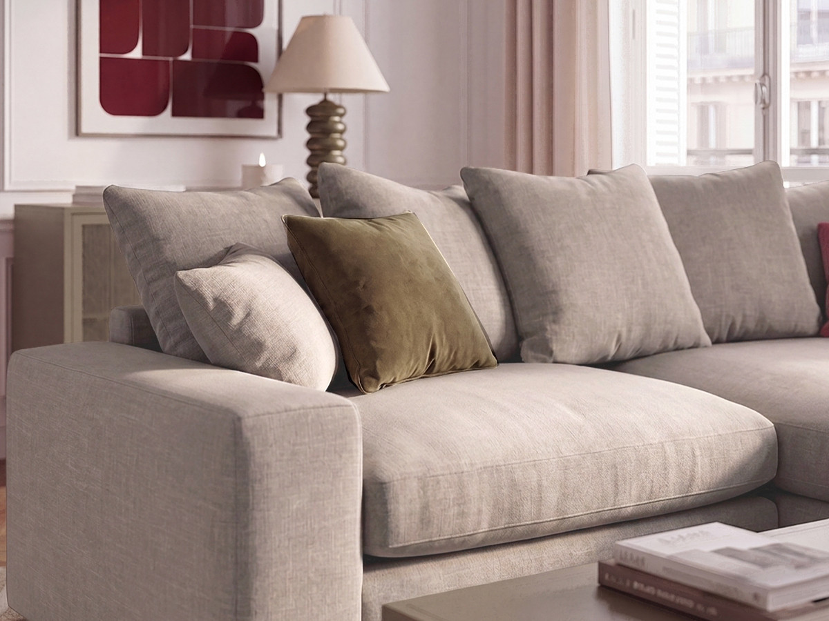 Canapé d'angle réversible compact NEVADA lisse beige — vue 5